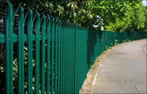 2mm w section palisade fence 1800mm high with posts and rails for perimeter security