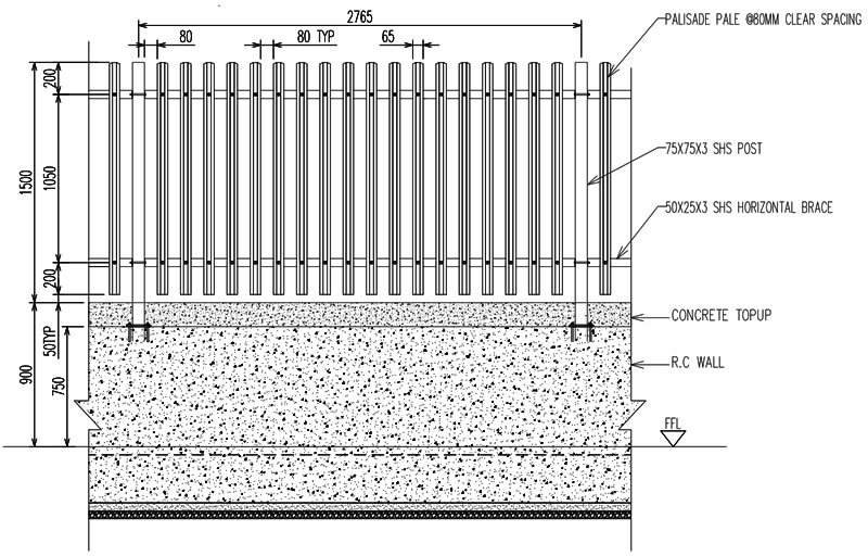 3mm pale thickness galvanized steel palisade fence BS EN 1461 hot dipped galvanized