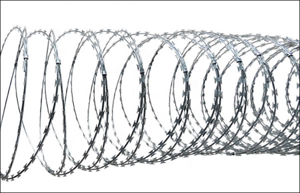 Galvanized razor barbed wire coils