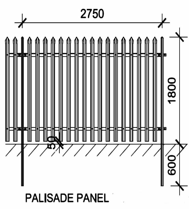 Palisade panel with triple pointed head