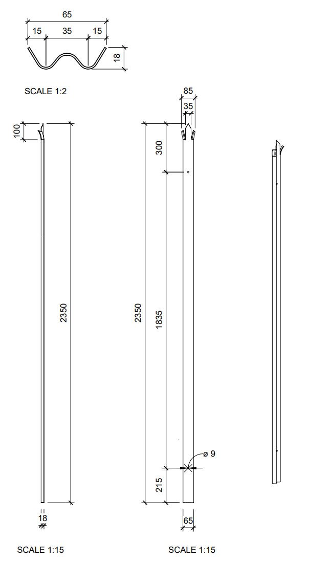 Palisade hot rolled galvanized pale 2350mm