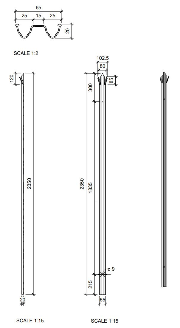 Palisade hot rolled galvanized security level pale 2350mm