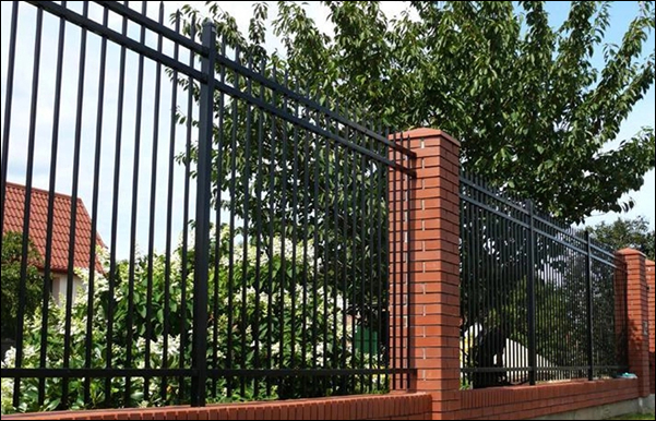Black powder coated steel steel fence supplied to Australia